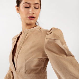 ISABELLA CORDUROY DRESS HUMUS