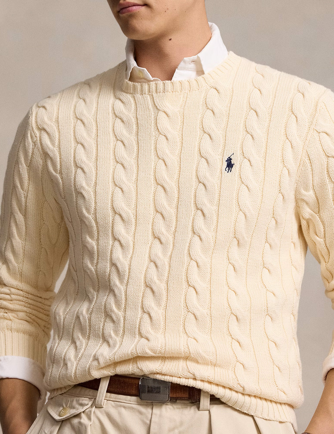 CABLE-KNIT COTTON JUMPER ANDOVER CREAM