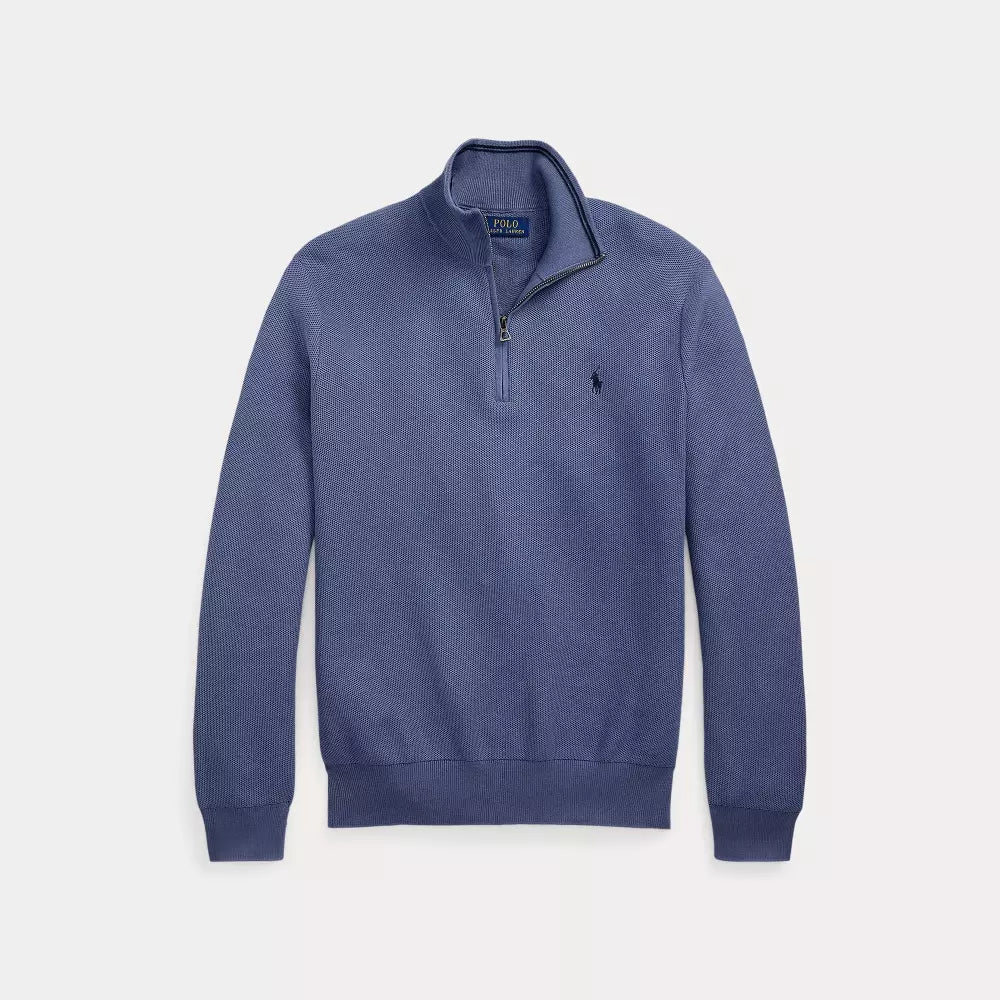 COTTON ZIP PULLOVER CAPRI BLUE