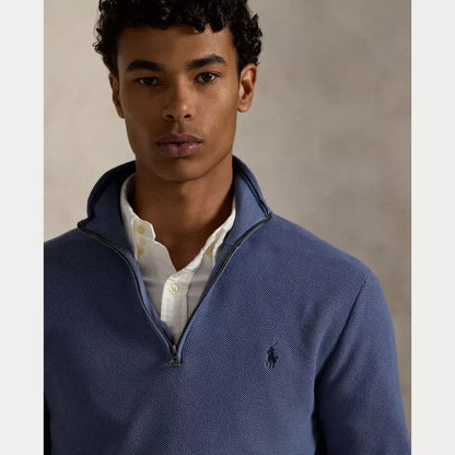 COTTON ZIP PULLOVER CAPRI BLUE