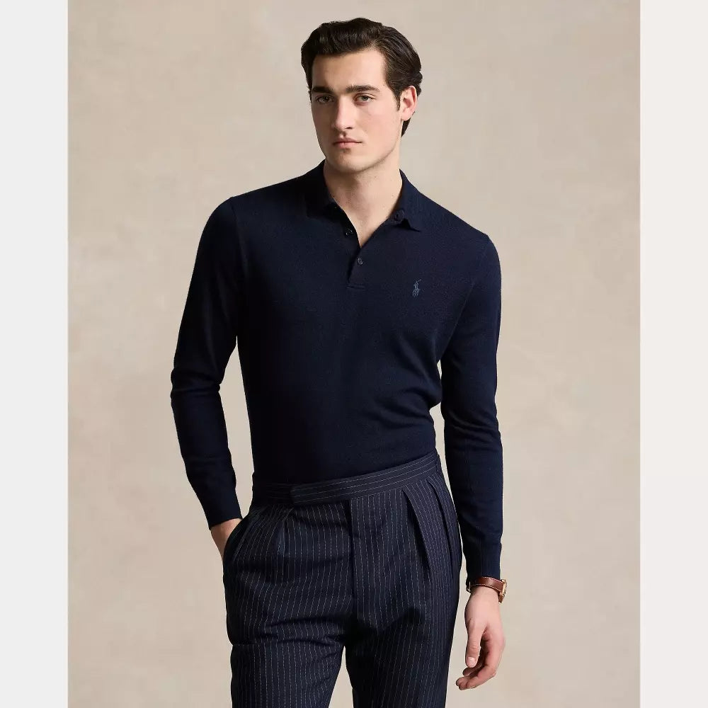 LONG SLEEVE WOOL PULLOVER BLUE