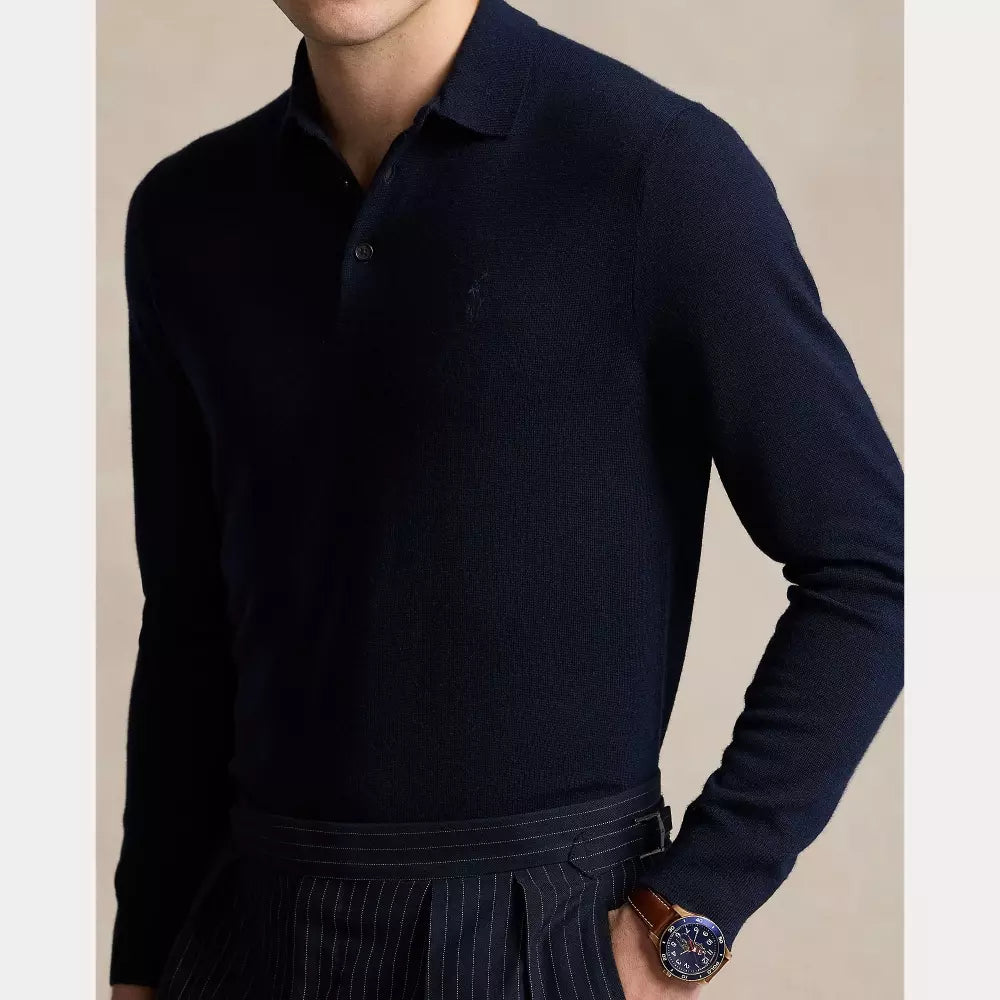 LONG SLEEVE WOOL PULLOVER BLUE