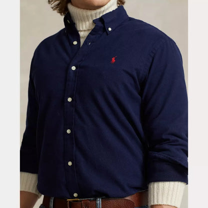 CUSTOM FIT BRUSHED FLANNEL SHIRT NEWPORT NAVY