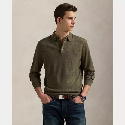 LONG SLEEVE WOOL PULLOVER OLIVE