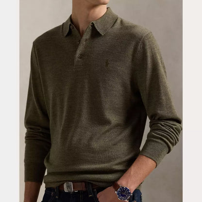 LONG SLEEVE WOOL PULLOVER OLIVE