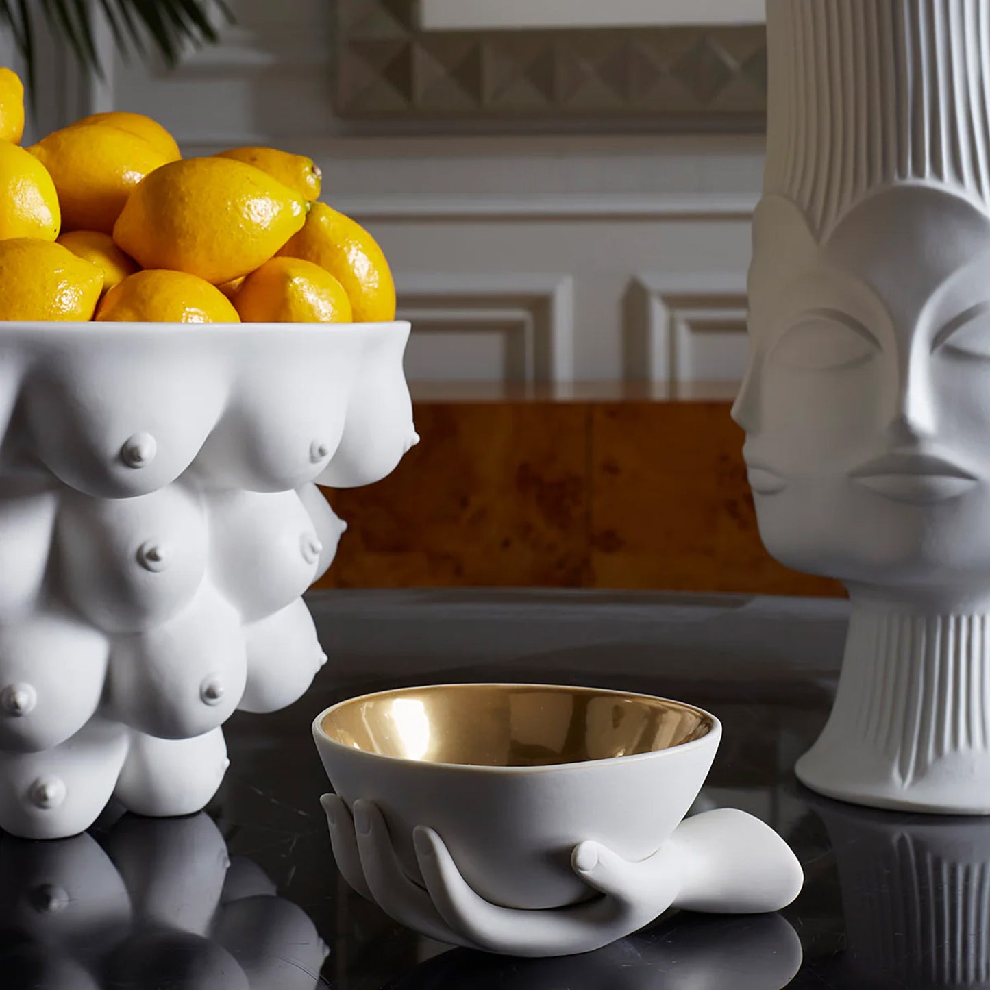 EVE ACCENT BOWL WHITE/GOLD