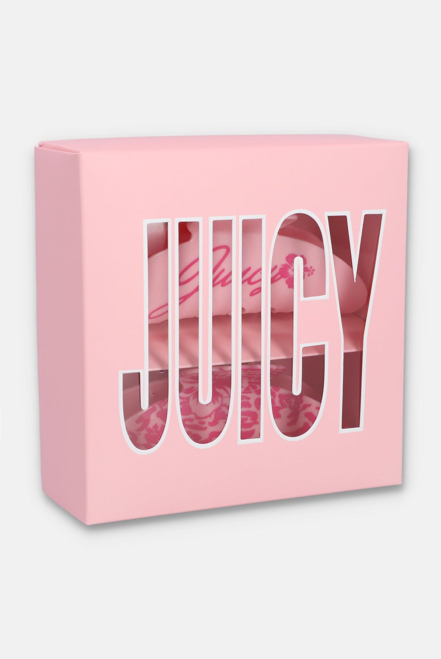 2 PACK MEDIUM CLAW CLIP WITH JUICY BRANDING AND ALL OVER PRINT IN PINK