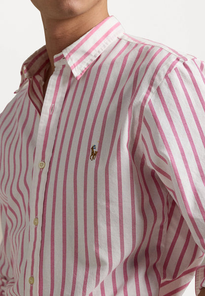 SLIM FIT STRIPED OXFORD SHIRT PINK/WHITE