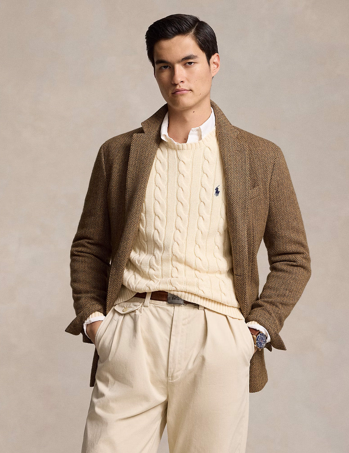CABLE-KNIT COTTON JUMPER ANDOVER CREAM