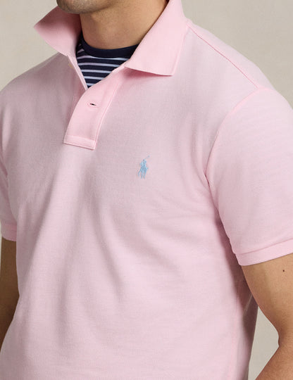 Custom Slim Fit Mesh Polo Shirt Bath Pink