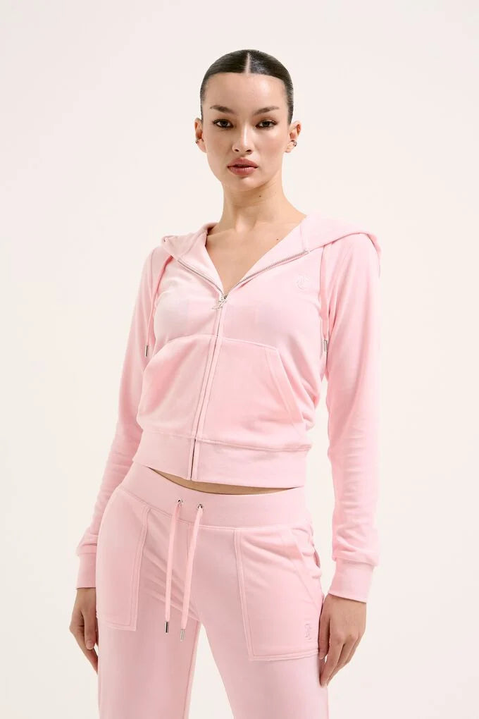 ROBERTSON CLASSICK VELOUR ZIP HOODIE ALMOND BLOSSOM