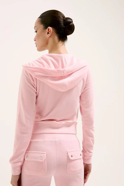 ROBERTSON CLASSICK VELOUR ZIP HOODIE ALMOND BLOSSOM