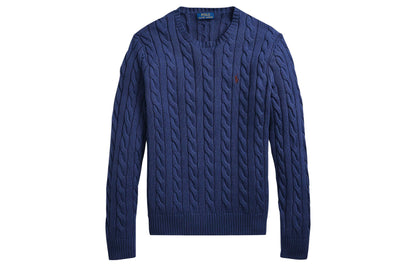 CABLE COTTON SWEATER LIGHT NAVY