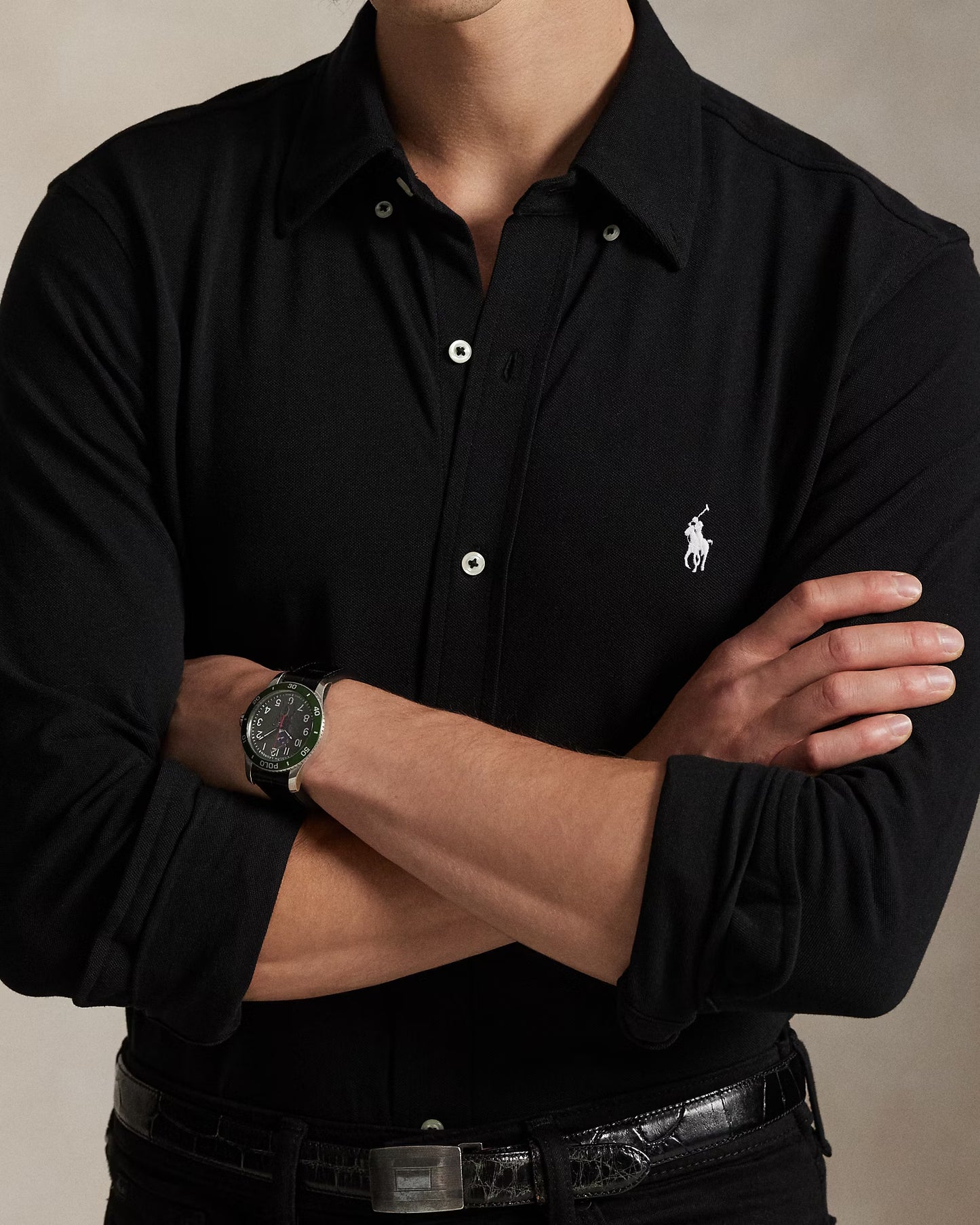 PIQUE BUTTON DOWN OXFORD SHIRT BLACK