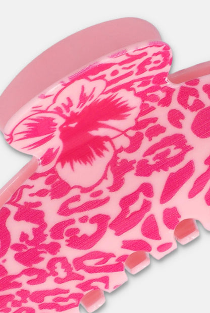 2 PACK MEDIUM CLAW CLIP WITH JUICY BRANDING AND ALL OVER PRINT IN PINK