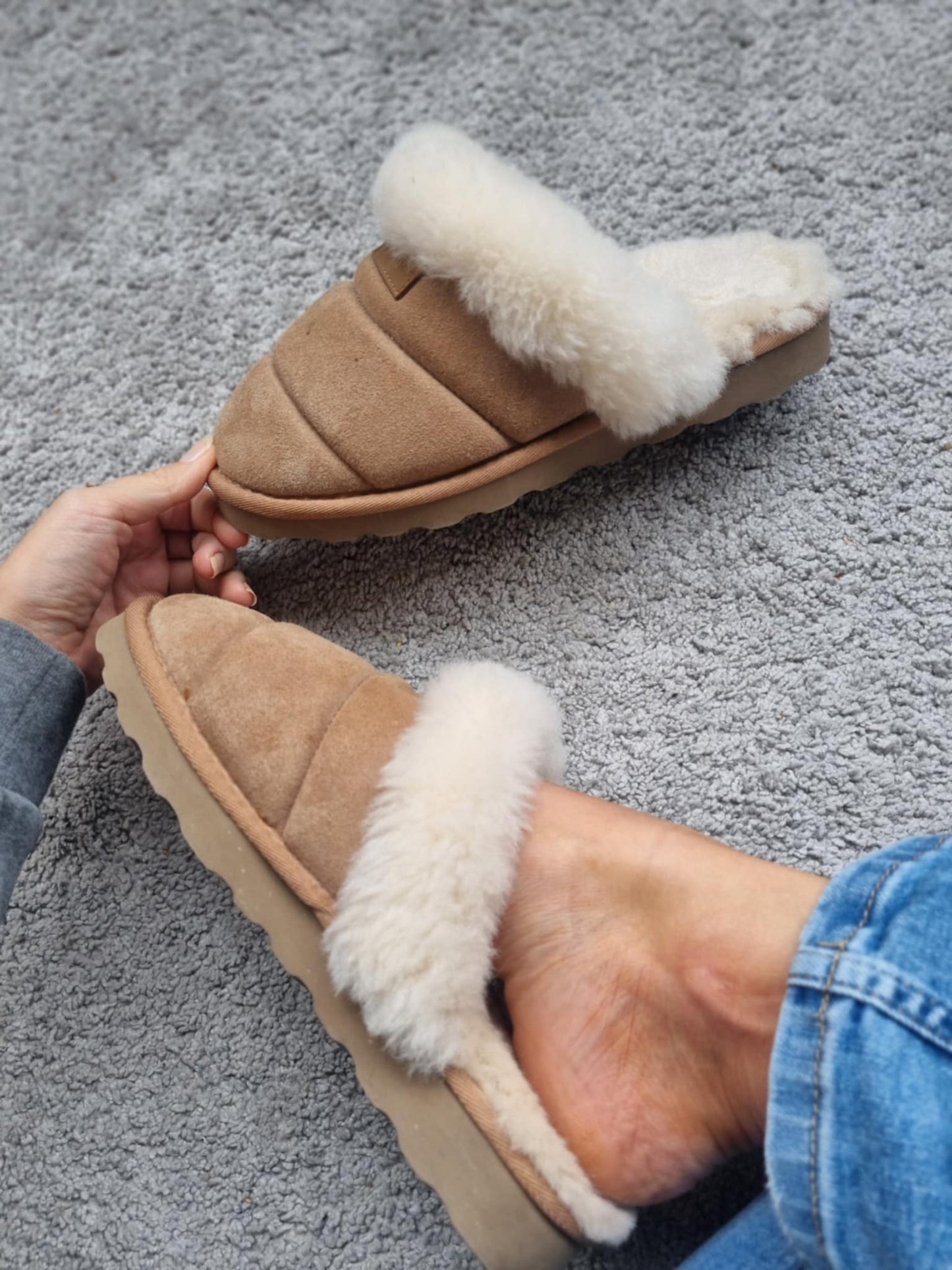 MIRA SLIPPERS SHEARLING CHESTNUT