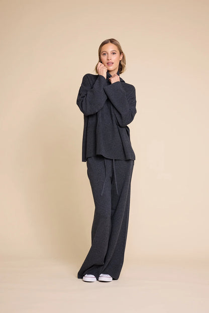 ANDREAS SOLID KNITTED SWEATER ANTRACITE