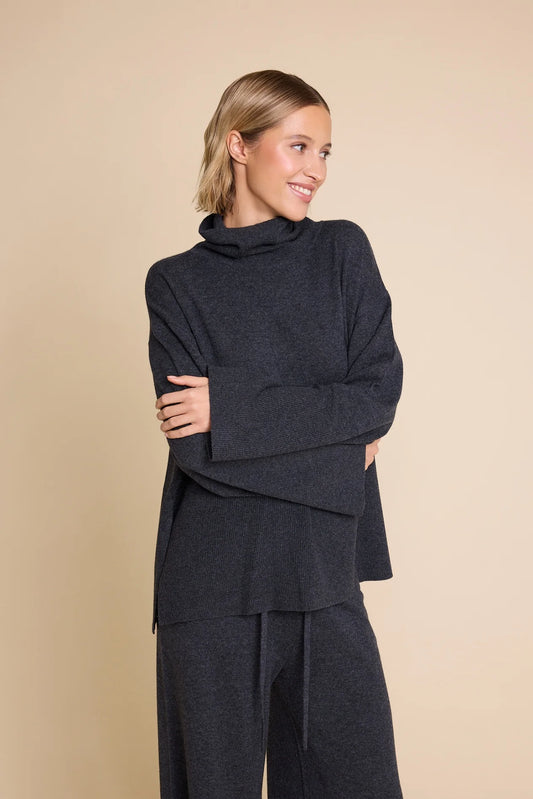 ANDREAS SOLID KNITTED SWEATER ANTRACITE
