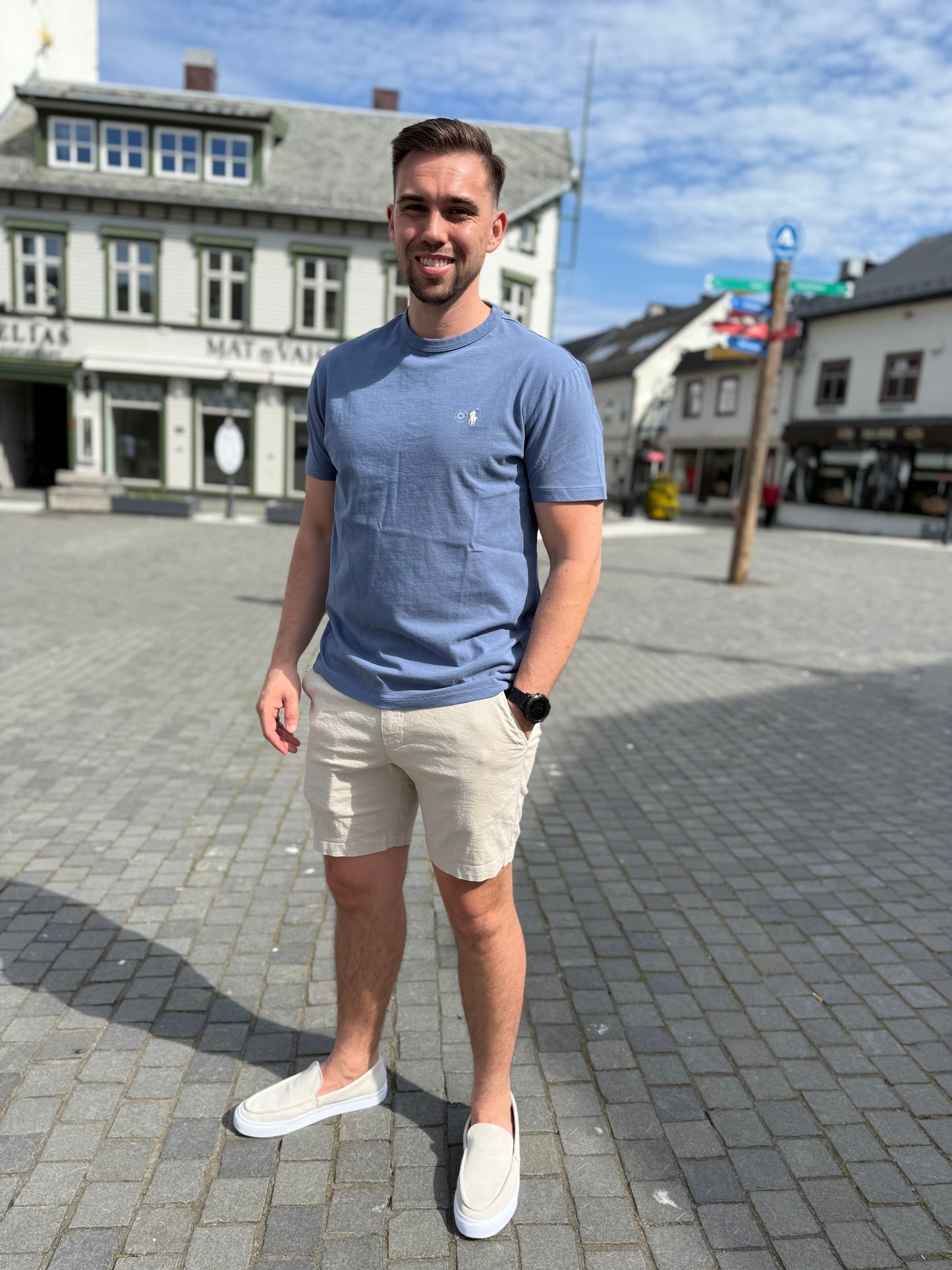 CLASSIC FIT JERSEY CREWNECK CAPRI BLUE