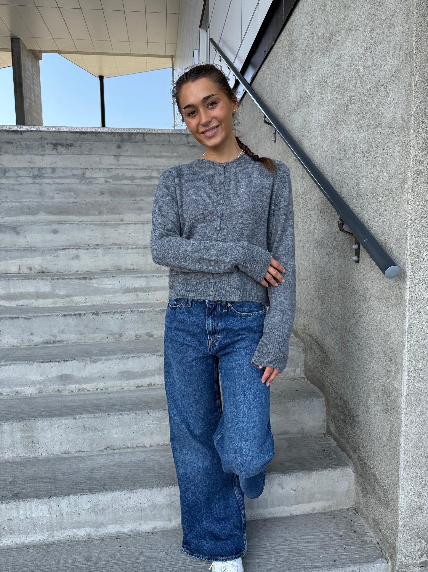 LYA KNIT CARDIGAN DARK GREY MELANGE