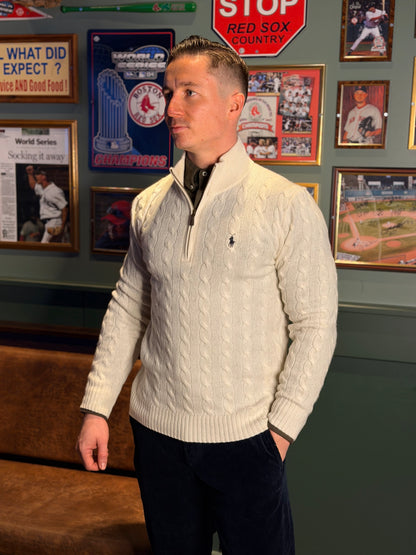 CABLE KNIT WOOL CASHMERE SWEATER