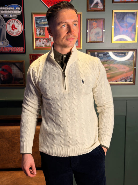 CABLE KNIT WOOL CASHMERE SWEATER