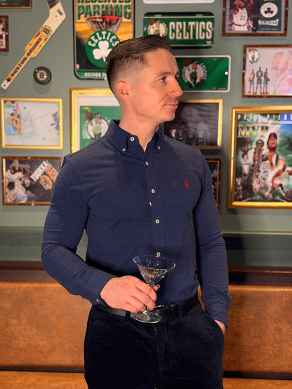 CUSTOM FIT BRUSHED FLANNEL SHIRT NEWPORT NAVY