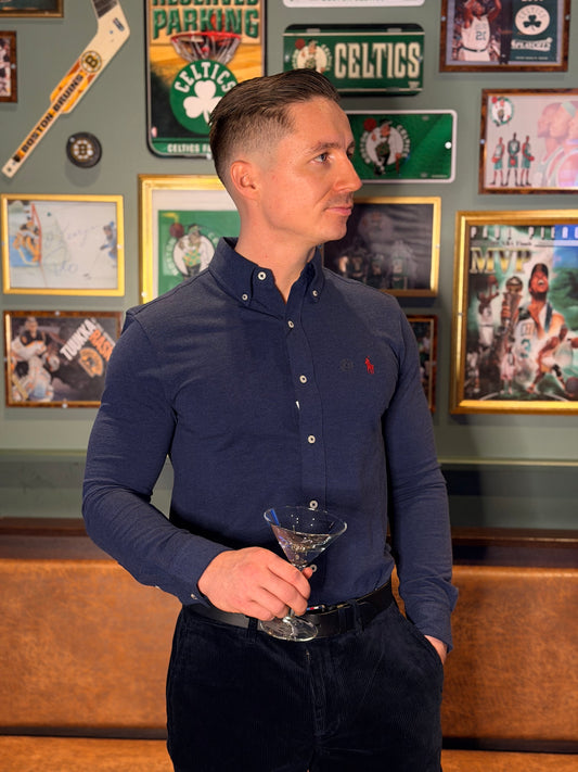 CUSTOM FIT BRUSHED FLANNEL SHIRT NEWPORT NAVY