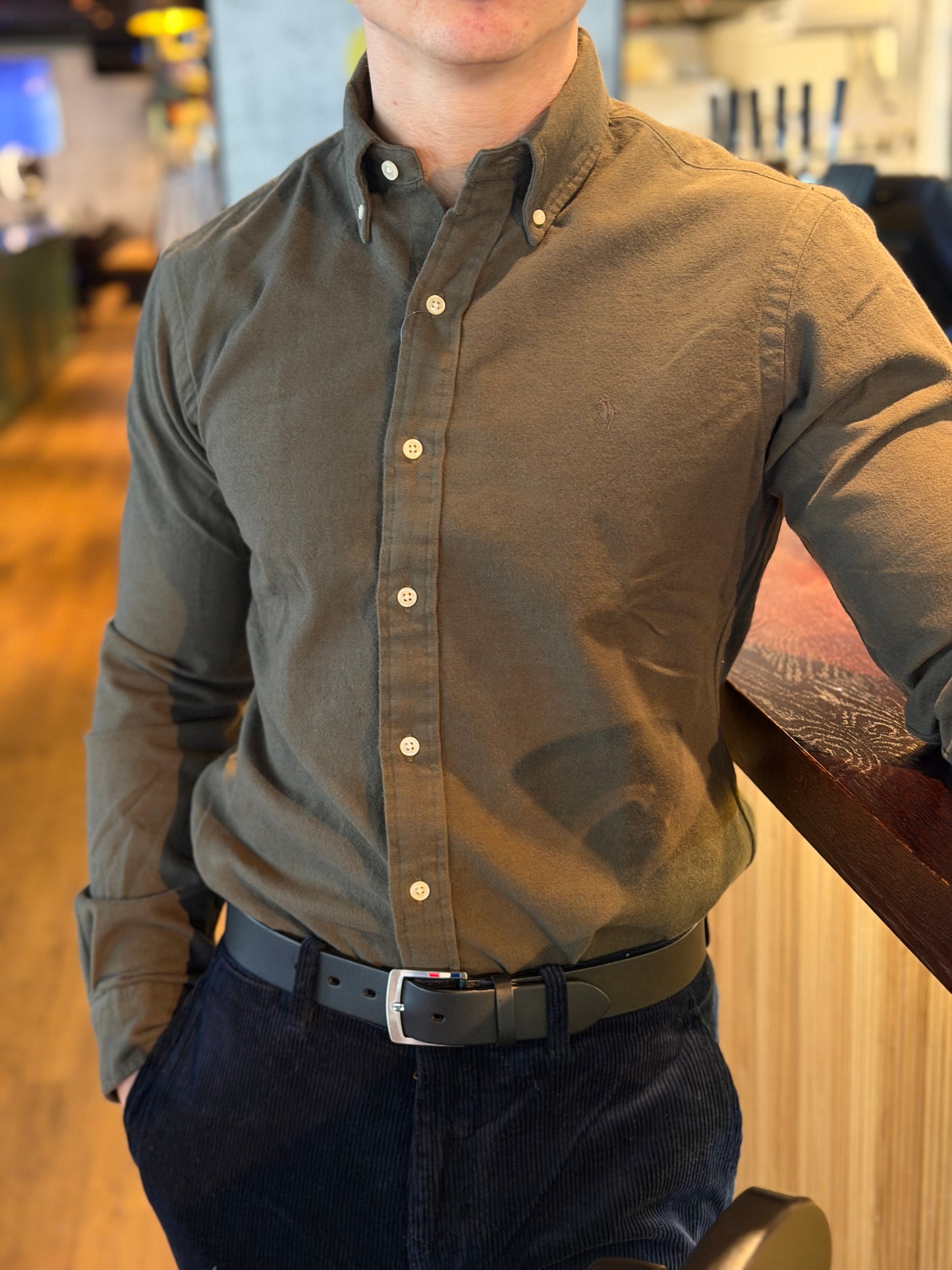 CUSTOM FIT BRUSHED FLANNEL SHIRT RANGER GREEN