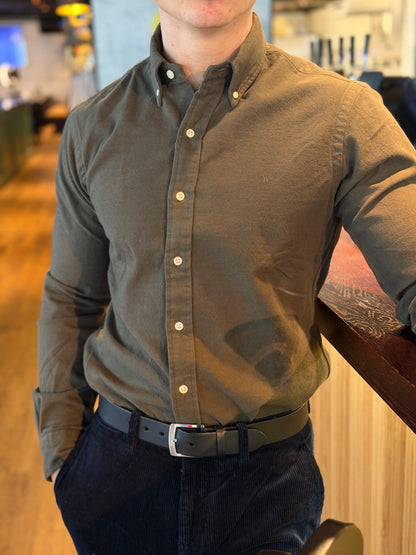 CUSTOM FIT BRUSHED FLANNEL SHIRT RANGER GREEN