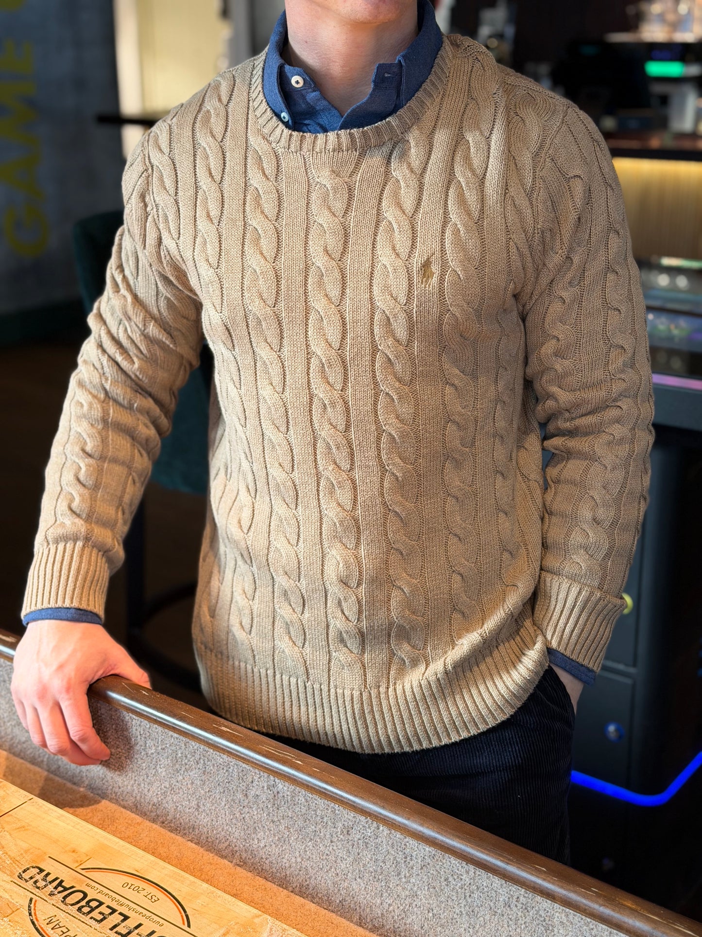 CABLE COTTON SWEATER BUFF CAMEL