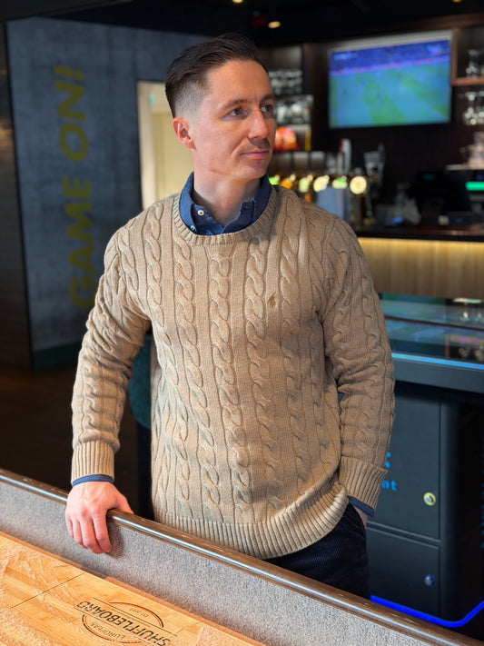 CABLE COTTON SWEATER BUFF CAMEL