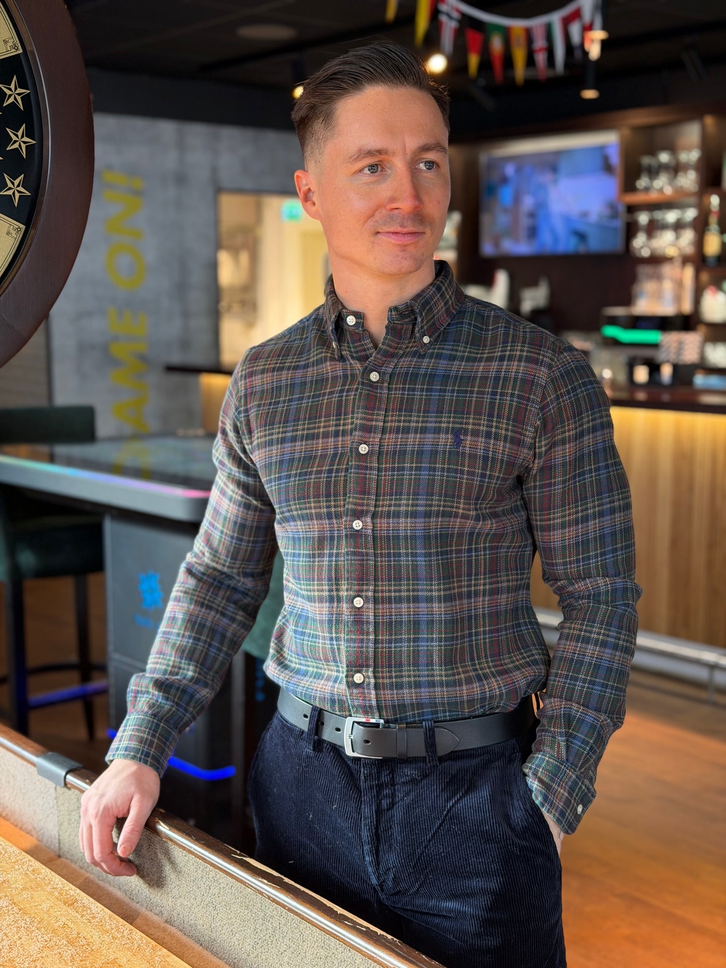 CUSTOM FIT PLAID BRUSHED FLANNEL SHIRT