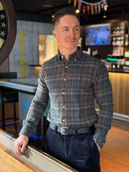 CUSTOM FIT PLAID BRUSHED FLANNEL SHIRT