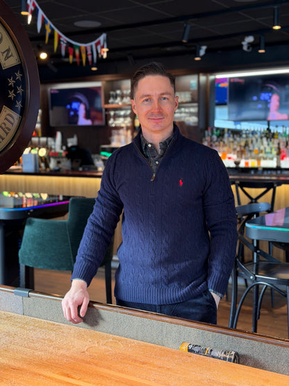LONG SLEEVE QUARTER ZIP PULLOVER HUNTER NAVY