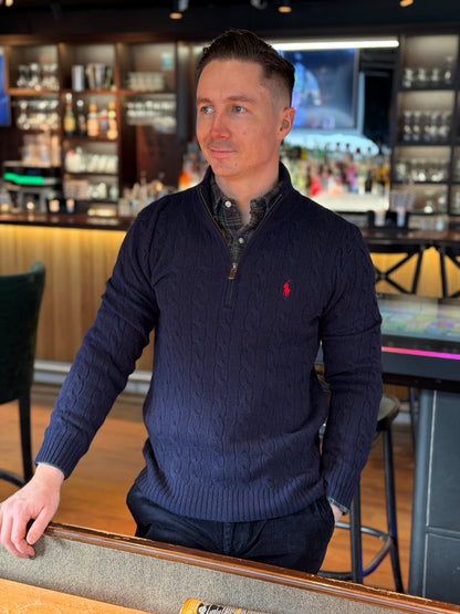 LONG SLEEVE QUARTER ZIP PULLOVER HUNTER NAVY