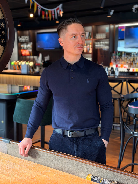 LONG SLEEVE WOOL PULLOVER BLUE