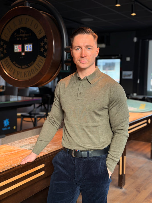 LONG SLEEVE WOOL PULLOVER OLIVE