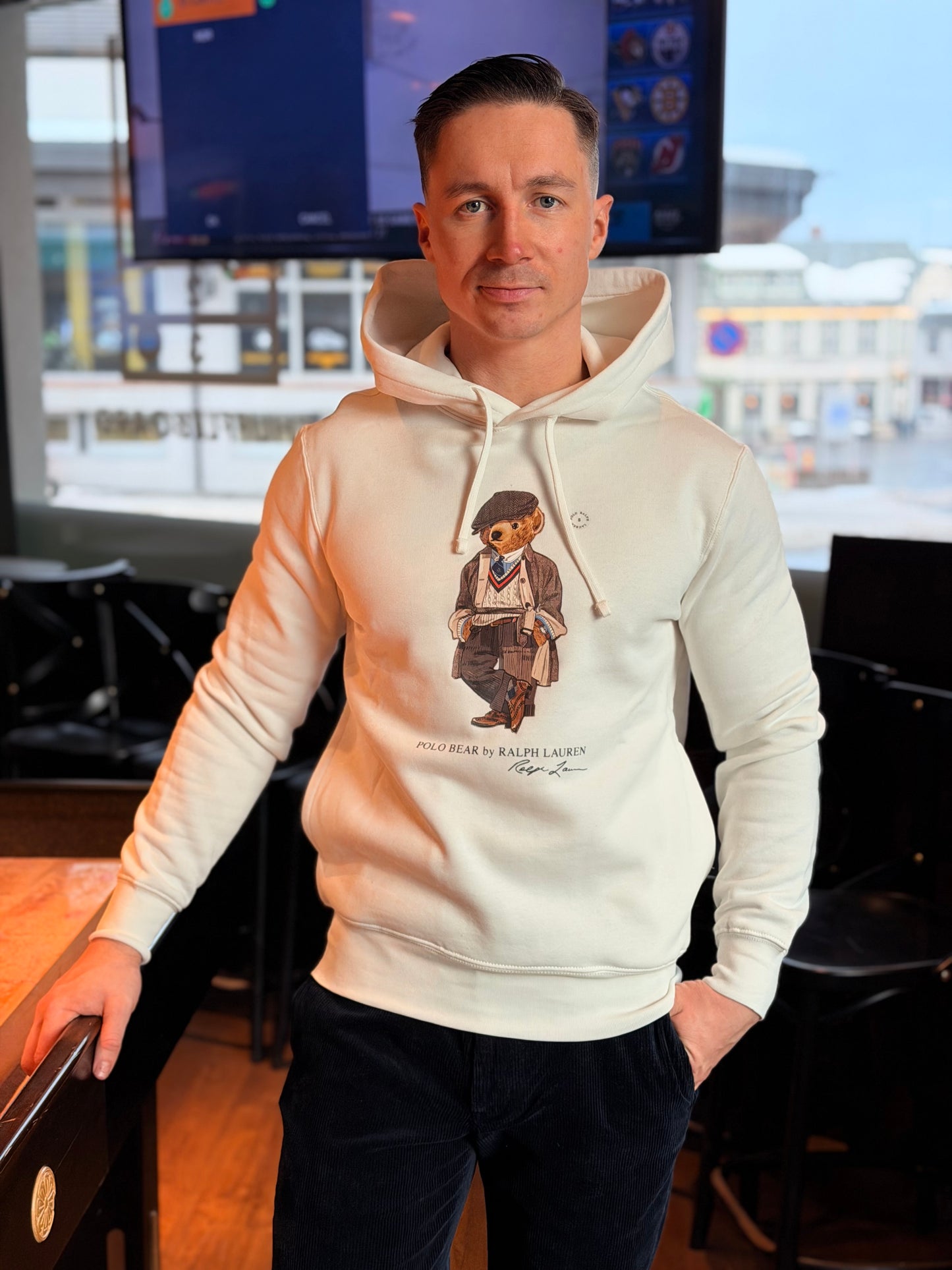 POLO BEAR FLEECE HOODIE WHITE