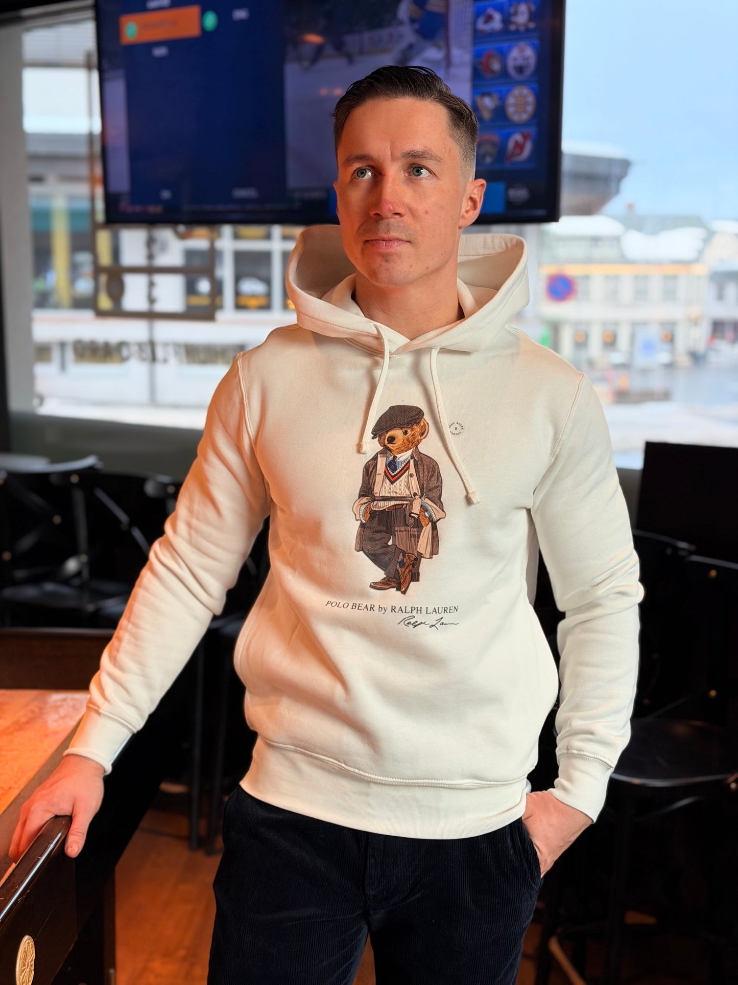 POLO BEAR FLEECE HOODIE WHITE