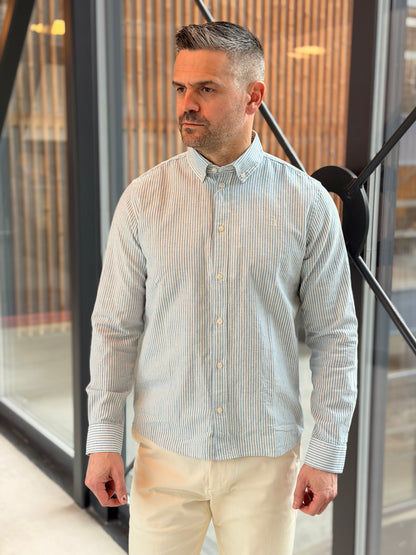 KONRAD STRIPE COTTON LINEN SHIRT ALLURE BLUE