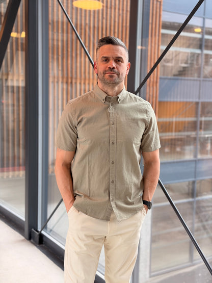 KONRAD COTTON LINEN SS SHIRT SAND