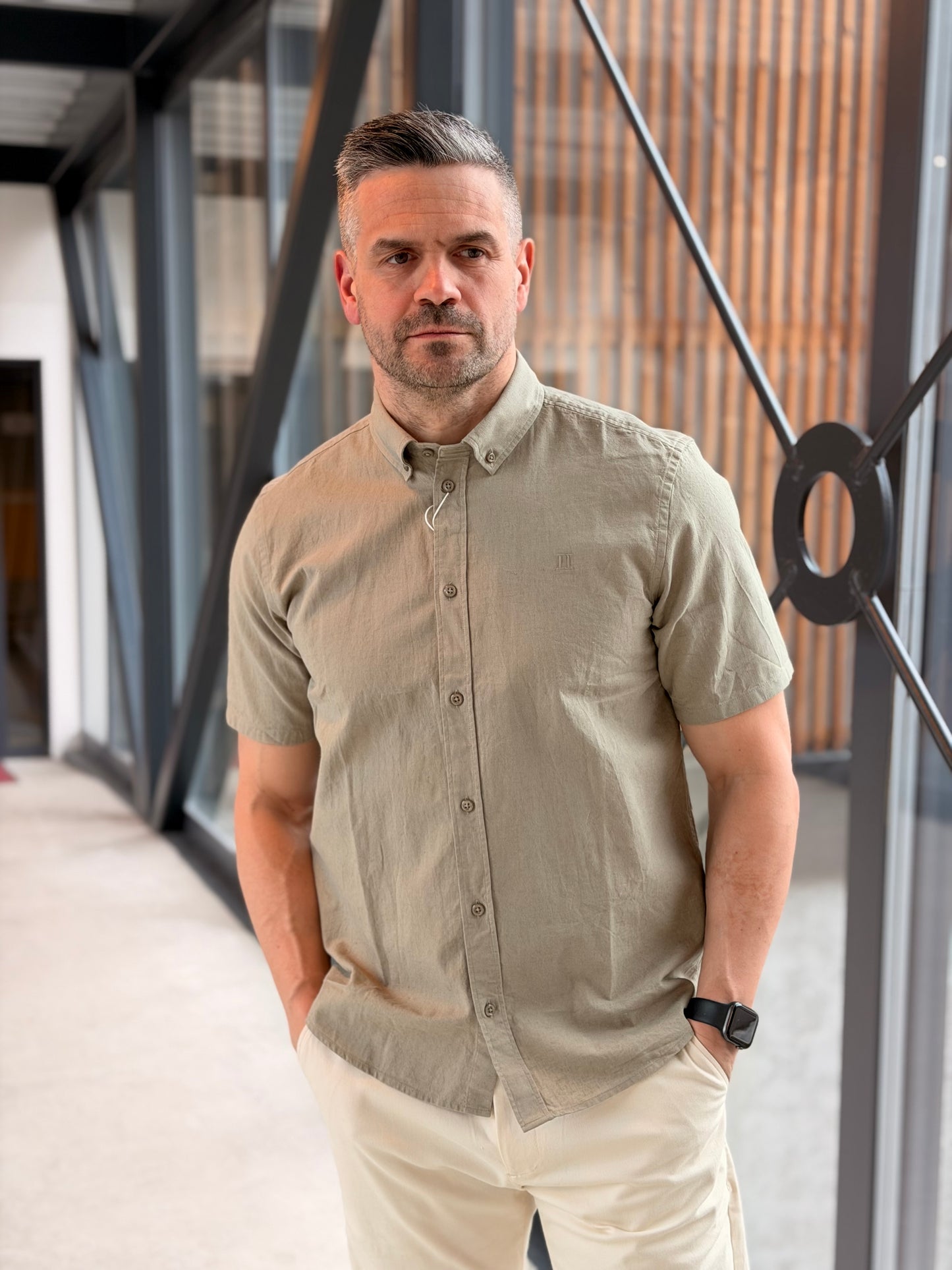 KONRAD COTTON LINEN SS SHIRT SAND
