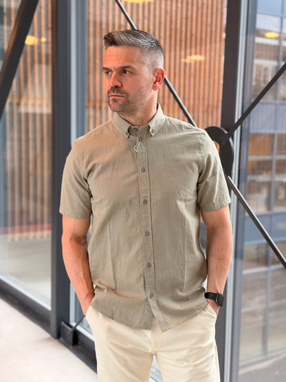 KONRAD COTTON LINEN SS SHIRT SAND
