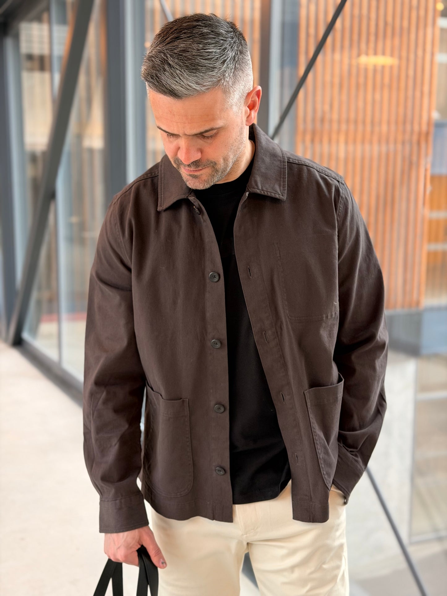 LAYTON COTTON OVERSHIRT LICORICE