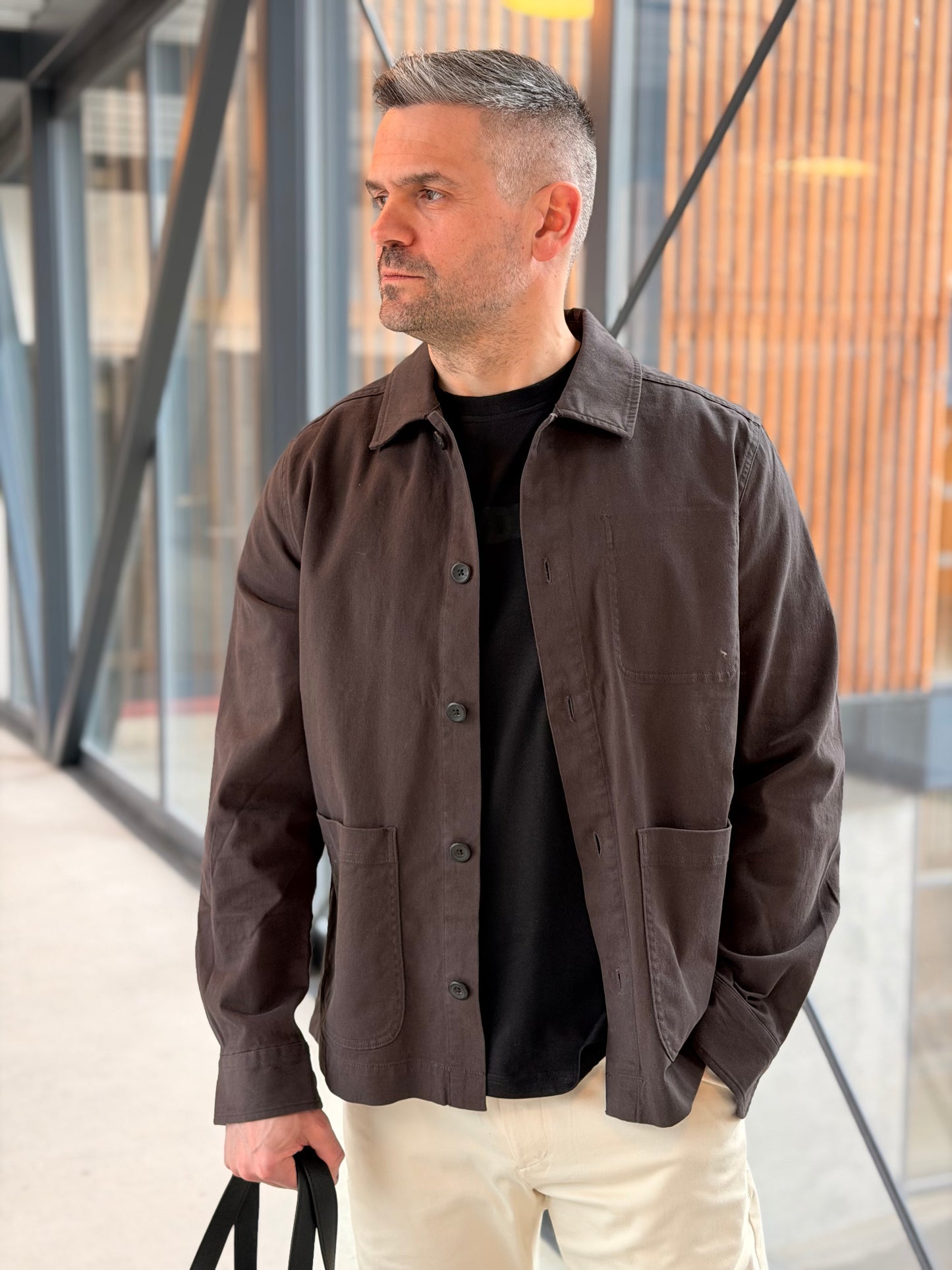 LAYTON COTTON OVERSHIRT LICORICE