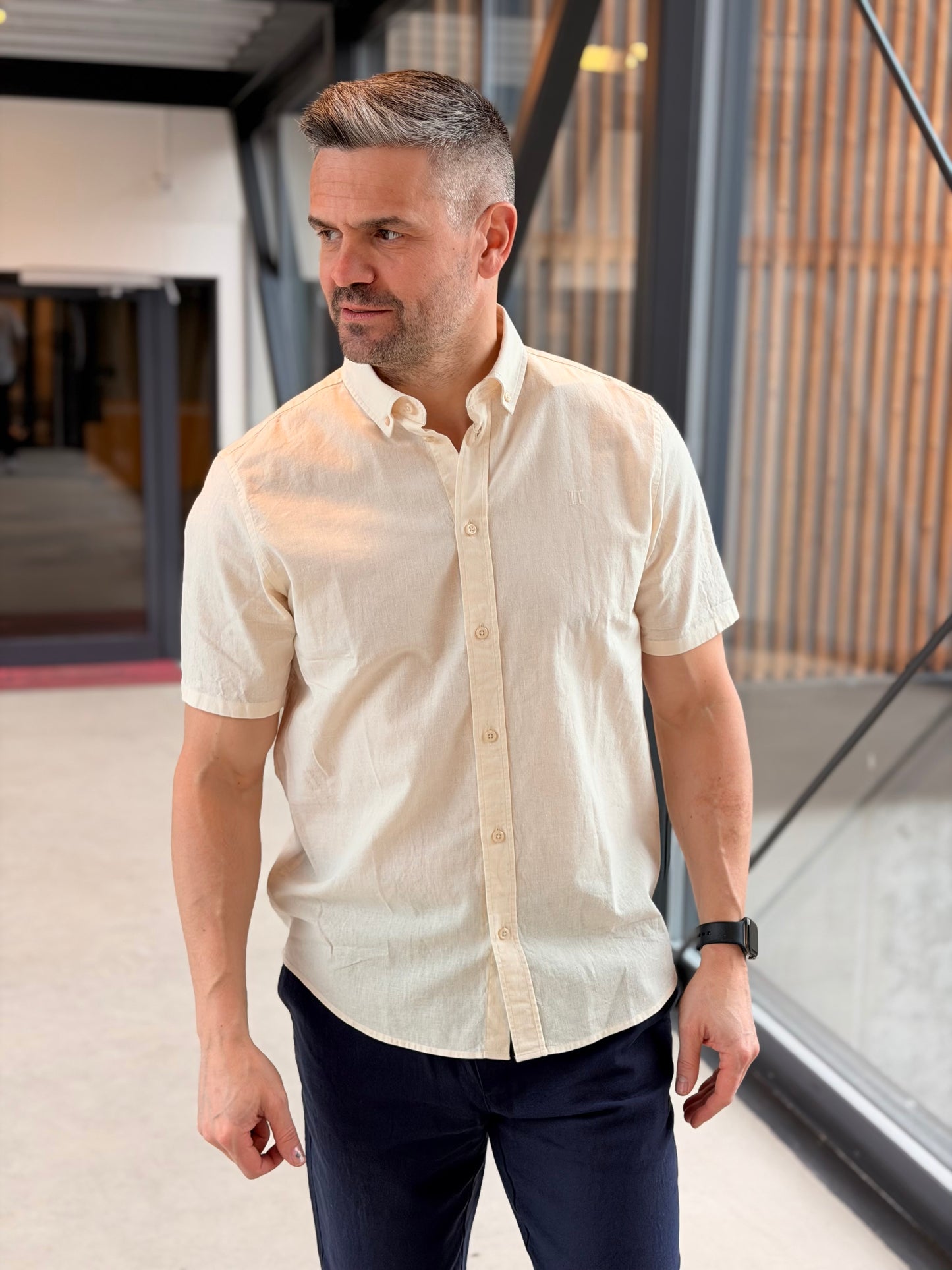 KONRAD COTTON LINEN SS SHIRT WHITE