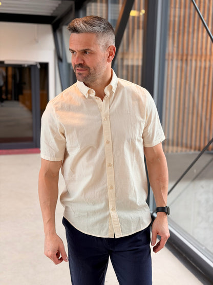 KONRAD COTTON LINEN SS SHIRT WHITE