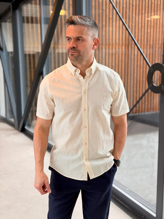 KONRAD COTTON LINEN SS SHIRT WHITE