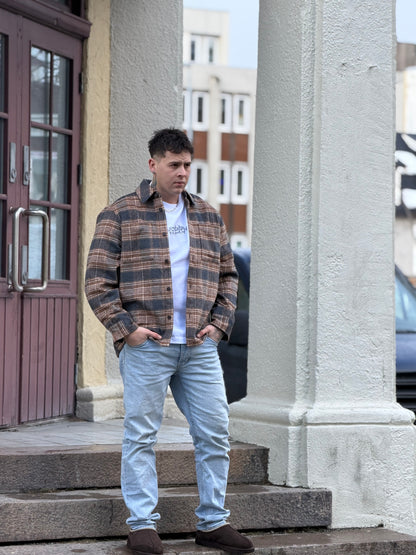 RELAXED FLANNEL OVERSHIRT BROWN MIX